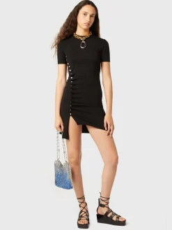 Cheap Mini robe noire drapée Robes