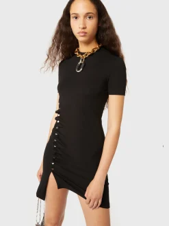 Cheap Mini robe noire drapée Robes