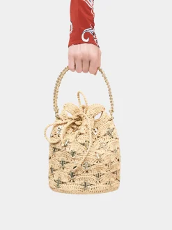 Flash Sale Nouveau sac seau en raphia ondulé à pastilles 1969 signature Le Sac 1969
