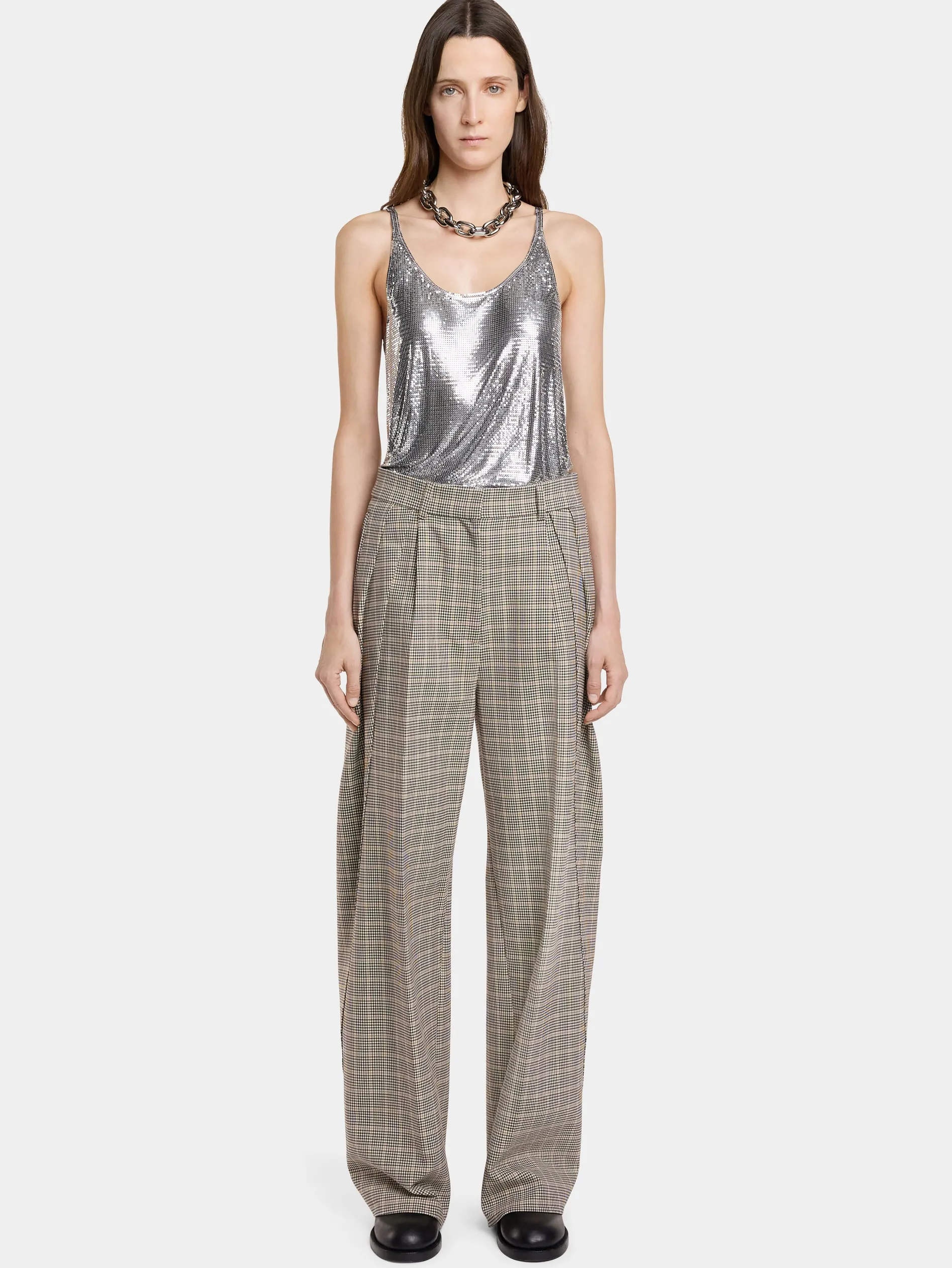 New PANTALON 2 PLIS EN LAINAGE PRINCE DE GALLES Pantalons | Maille