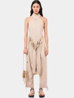 Best Sale Pantalon baggy ajusté en laine de couleur sable Pantalons | Maille