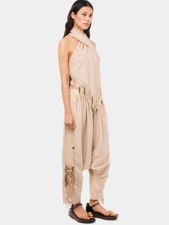 Best Sale Pantalon baggy ajusté en laine de couleur sable Pantalons | Maille