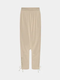Best Sale Pantalon baggy ajusté en laine de couleur sable Pantalons | Maille
