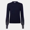 Hot Pull en laine marine à manches cloutées Maille | Hauts