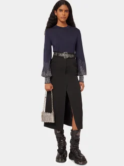 Hot Pull en laine marine à manches cloutées Maille | Hauts