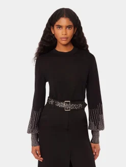 Clearance Pull en laine noir à manches cloutées Maille | Hauts