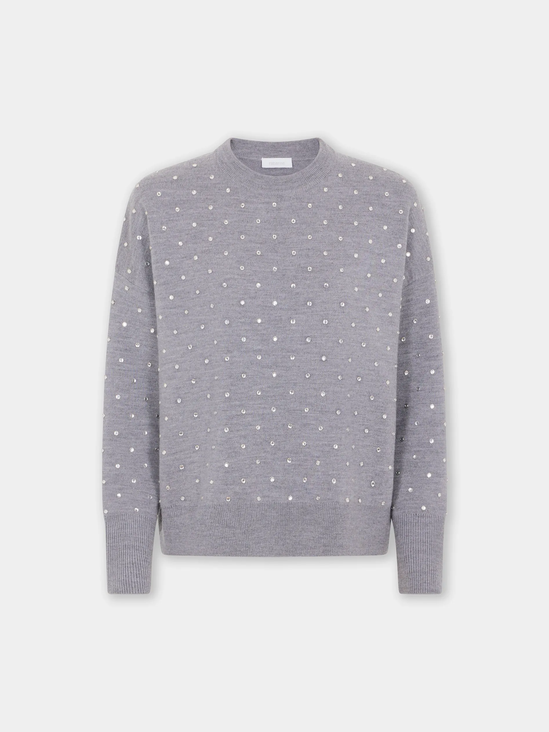 Online pull gris en laine avec détails DE CRISTAUX Maille | Hauts