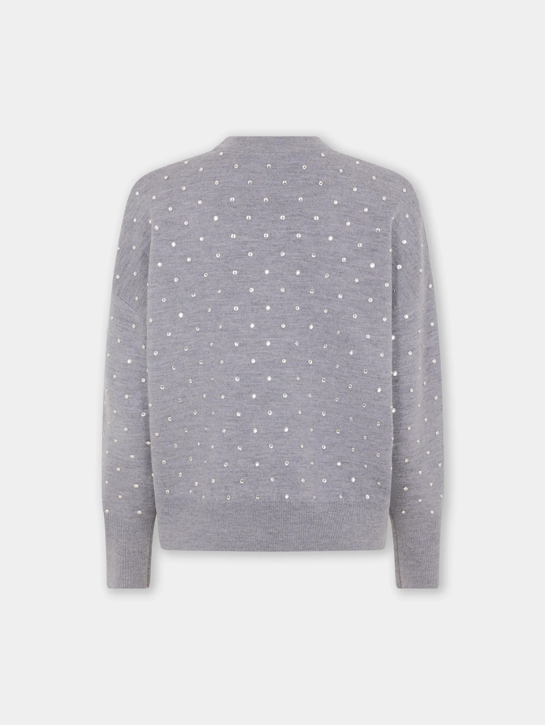Online pull gris en laine avec détails DE CRISTAUX Maille | Hauts