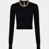 Store Pull noir en laine avec chaîne en maillons dorés Maille | Hauts