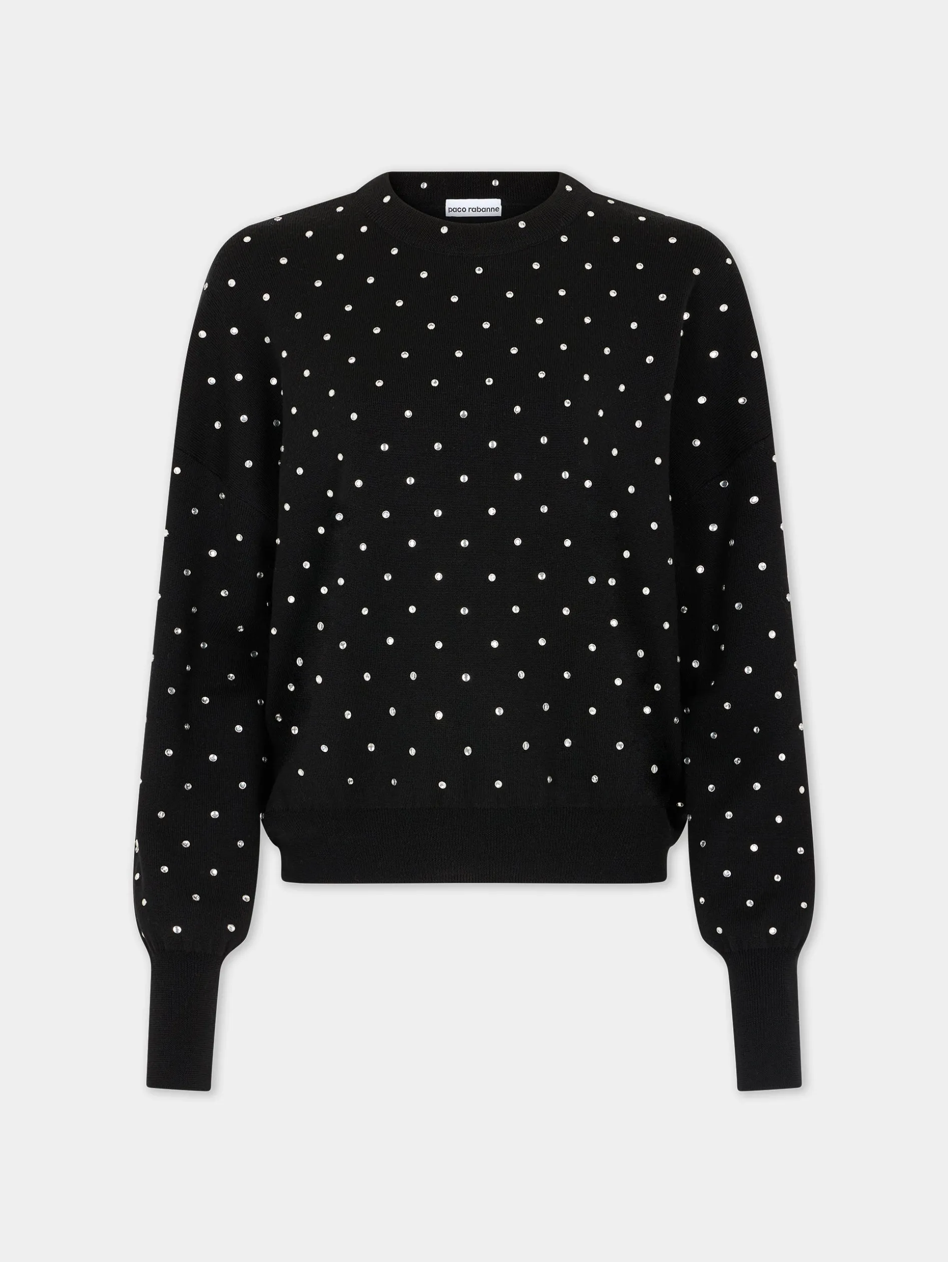New PULL NOIR EN LAINE avec détails DE CRISTAUX Maille | Hauts