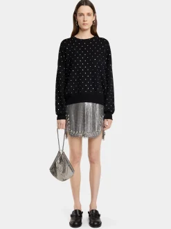 New PULL NOIR EN LAINE avec détails DE CRISTAUX Maille | Hauts