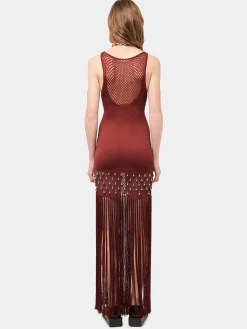 Sale Robe crochetée à franges et perles Robes