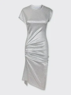 Clearance Robe drapée argent en lurex Robes