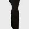 Hot Robe drapée noire en jersey Robes
