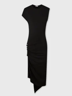Hot Robe drapée noire en jersey Robes