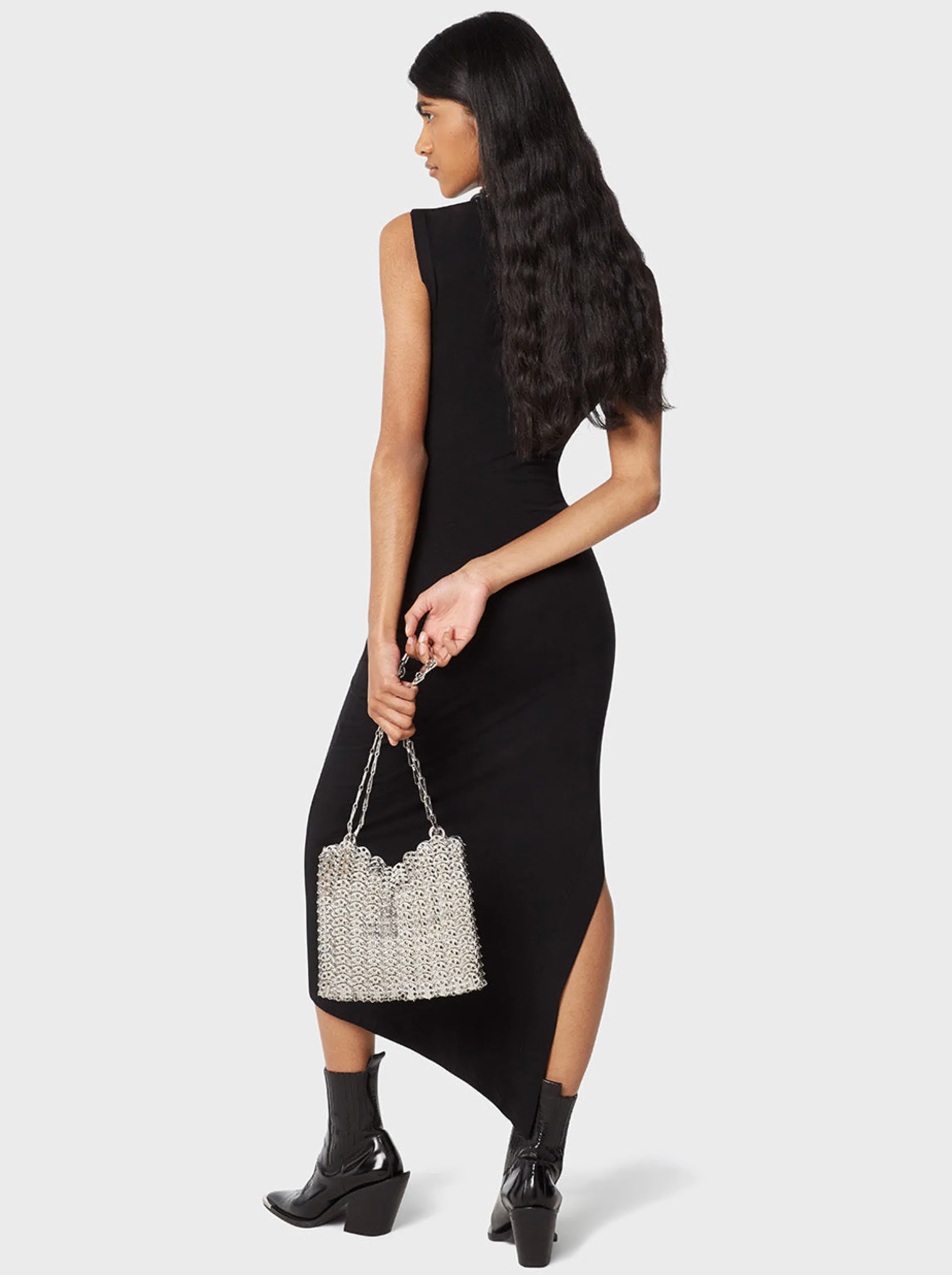 Hot Robe drapée noire en jersey Robes