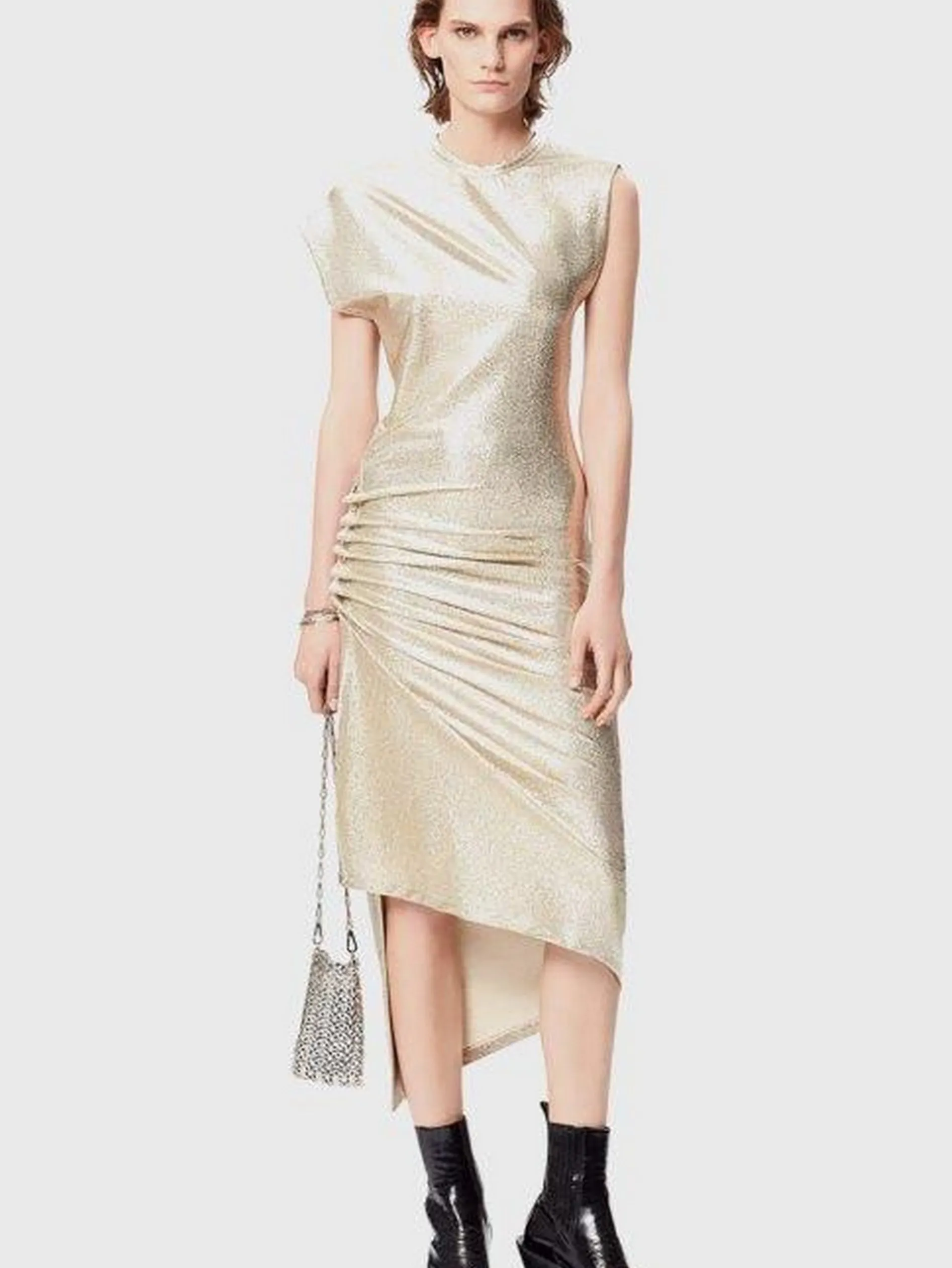 Online Robe drapée or en lurex Robes