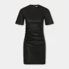 Hot ROBE DRAPéE PRESSION COURTE EN CUIR Robes