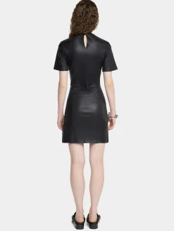 Hot ROBE DRAPéE PRESSION COURTE EN CUIR Robes
