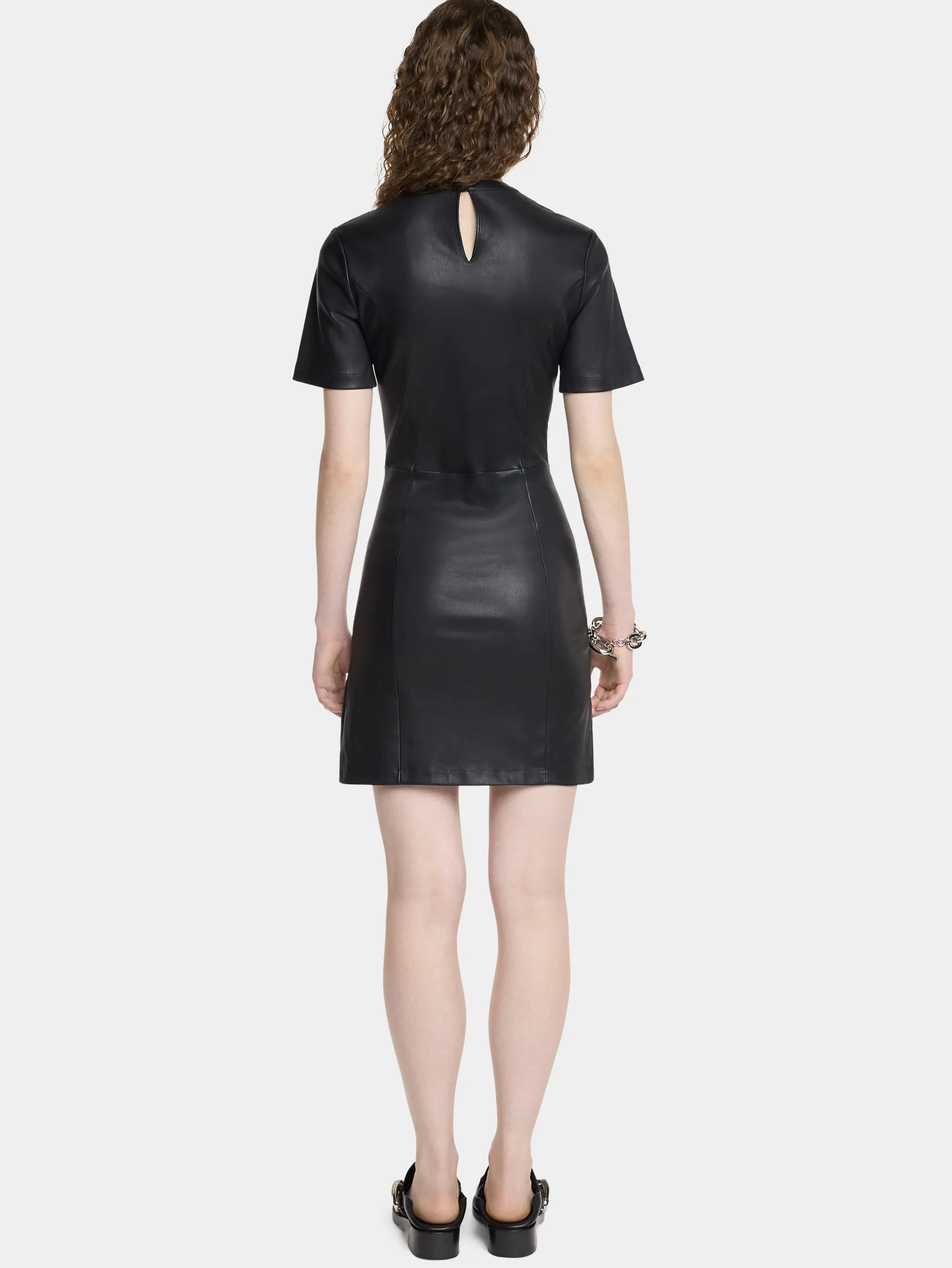 Hot ROBE DRAPéE PRESSION COURTE EN CUIR Robes