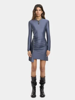 New ROBE DRAPéE PRESSION GRISE EN JERSEY Robes