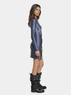 New ROBE DRAPéE PRESSION GRISE EN JERSEY Robes