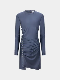 New ROBE DRAPéE PRESSION GRISE EN JERSEY Robes