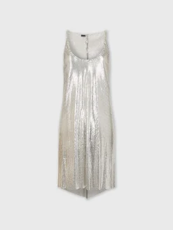 Outlet Robe en maille métallisée argentée Robes