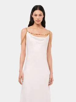 Discount Robe légère blanche ornée de chaînes signatures