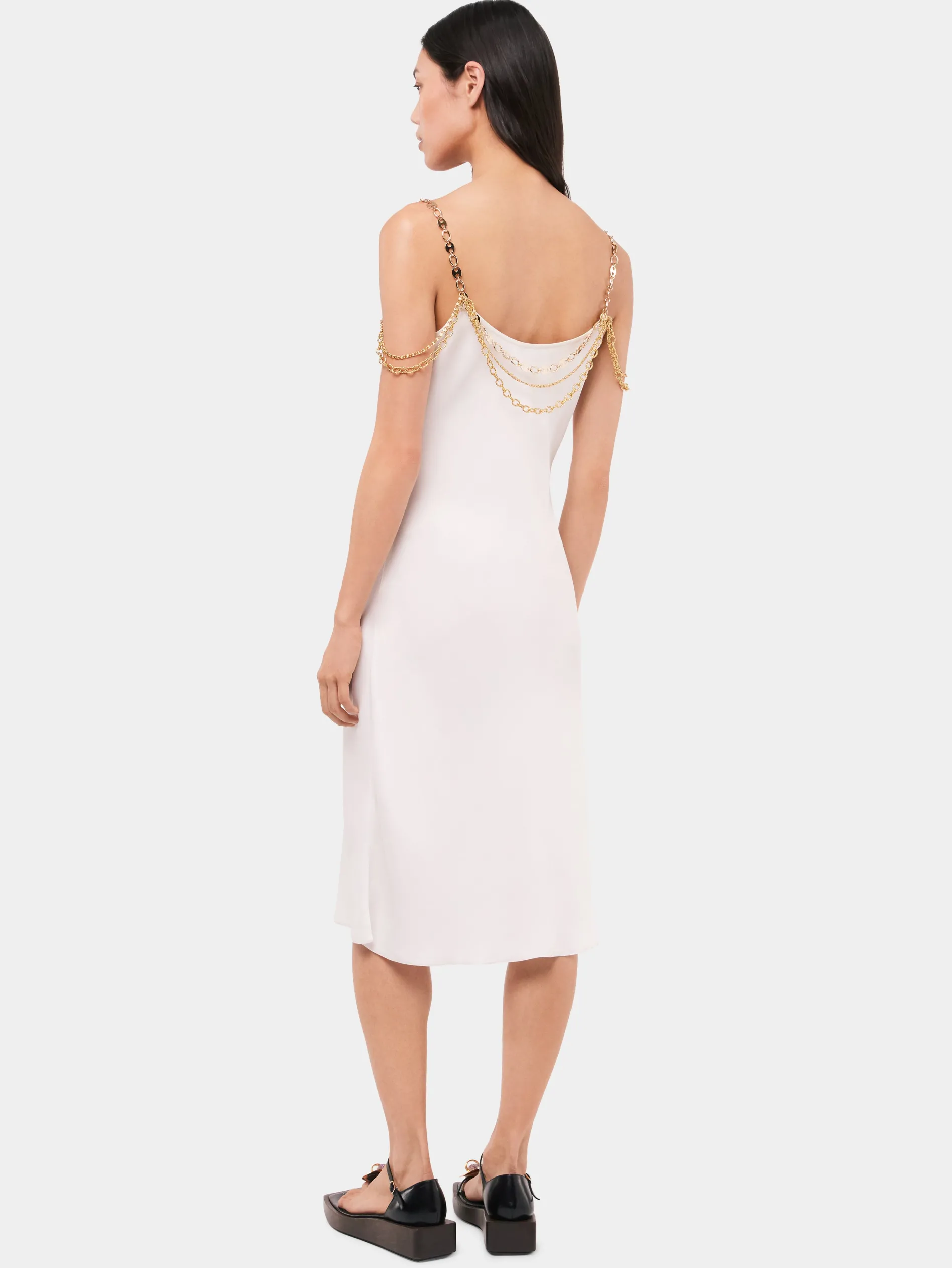 Discount Robe légère blanche ornée de chaînes signatures "Eight" Robes