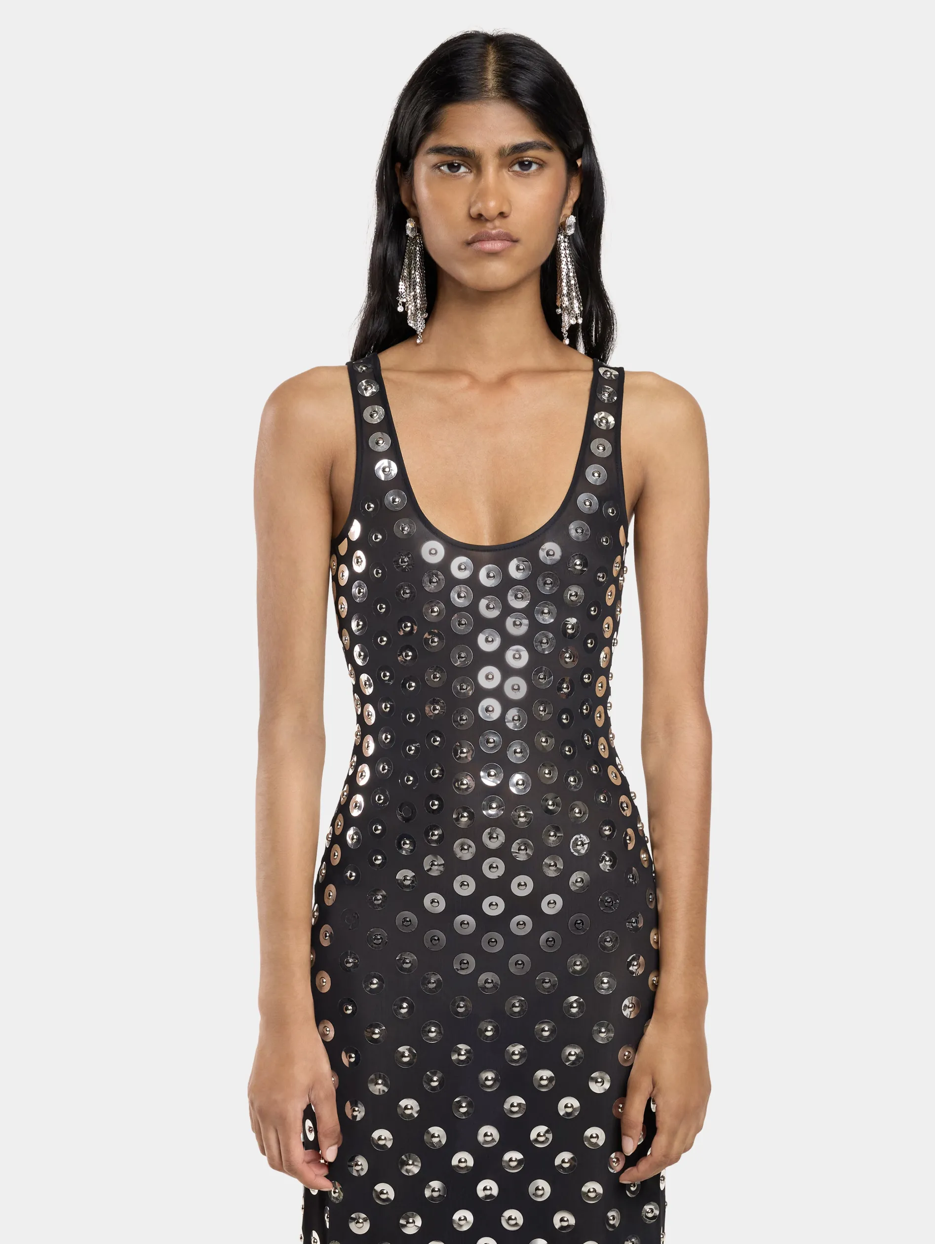 New ROBE LONGUE BRODEE EN JERSEY SECOND SKIN Robes