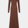 Fashion ROBE LONGUE CHOCOLAT EN JERSEY SECONDE PEAU ORNÉE DE CRISTAUX Robes