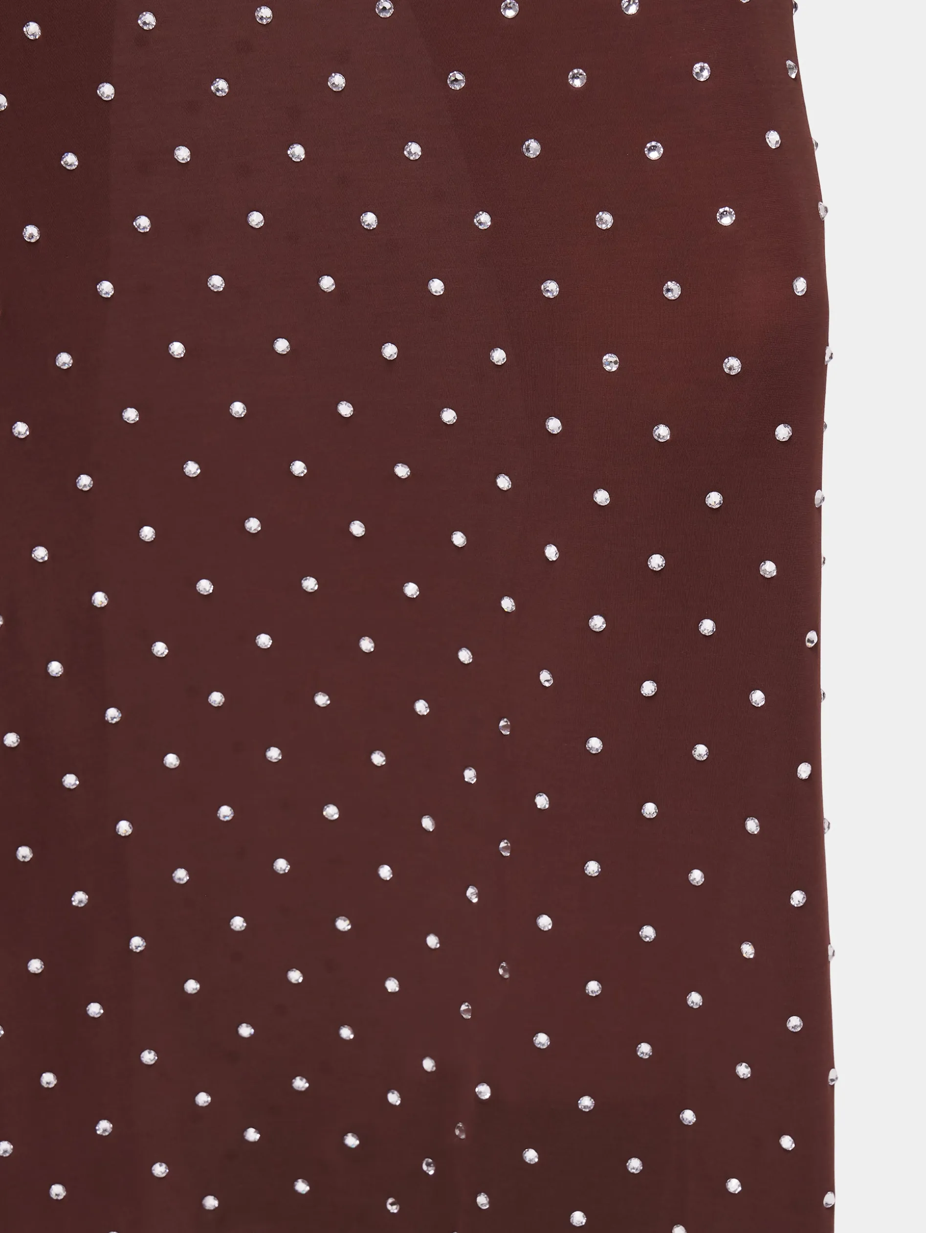 Fashion ROBE LONGUE CHOCOLAT EN JERSEY SECONDE PEAU ORNÉE DE CRISTAUX Robes
