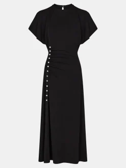 Outlet Robe longue drapée de boutons métal Robes