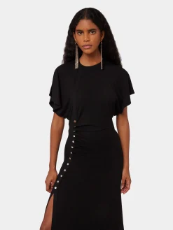 Outlet Robe longue drapée de boutons métal Robes