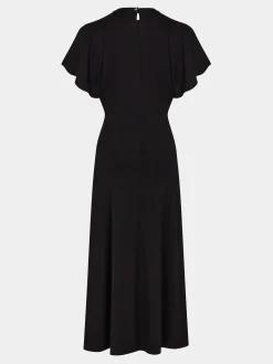 Outlet Robe longue drapée de boutons métal Robes