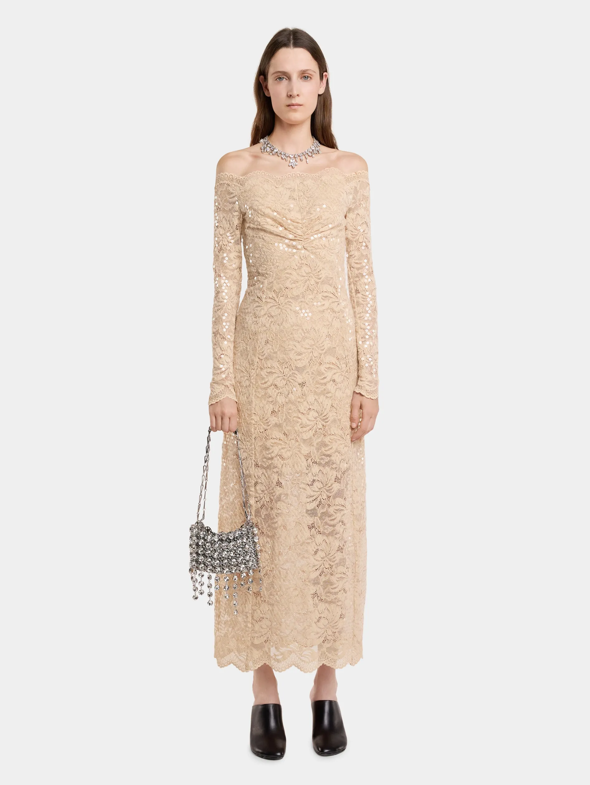 Discount ROBE LONGUE EN DENTELLE à SEQUINS Robes