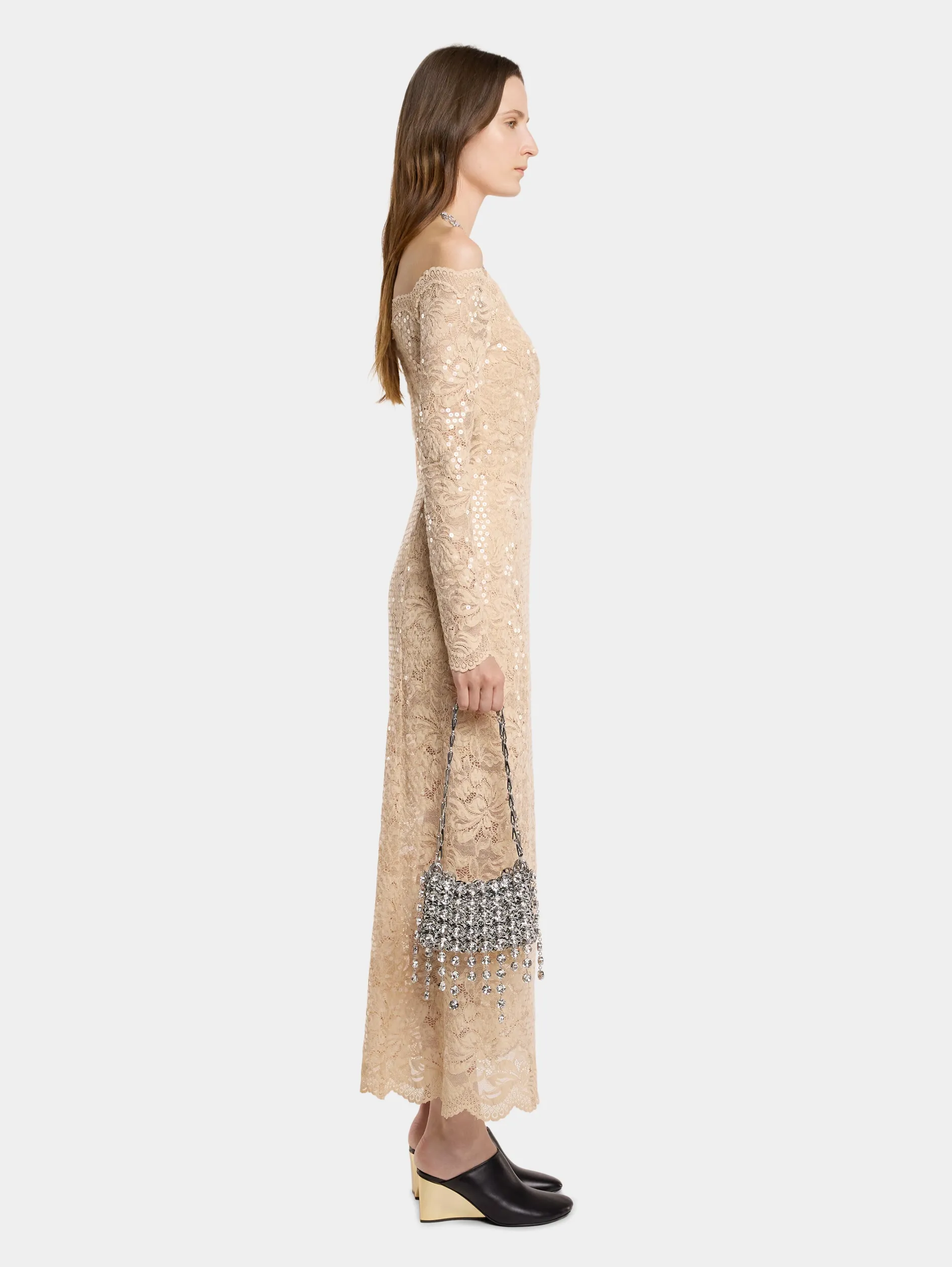 Discount ROBE LONGUE EN DENTELLE à SEQUINS Robes