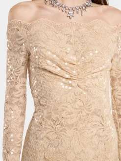 Discount ROBE LONGUE EN DENTELLE à SEQUINS Robes