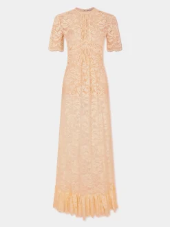 Store Robe longue en dentelle de couleur raphia Robes
