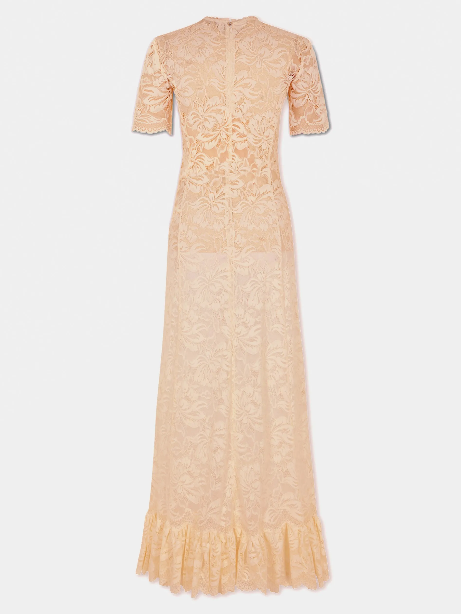 Store Robe longue en dentelle de couleur raphia Robes