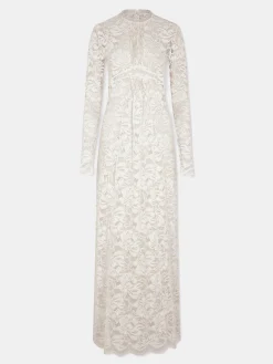 Shop ROBE LONGUE EN DENTELLE IVOIRE Robes