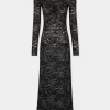 Store Robe longue en dentelle noire à col bardot Robes
