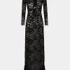 Cheap Robe longue en dentelle noire Robes