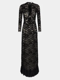 Cheap Robe longue en dentelle noire Robes