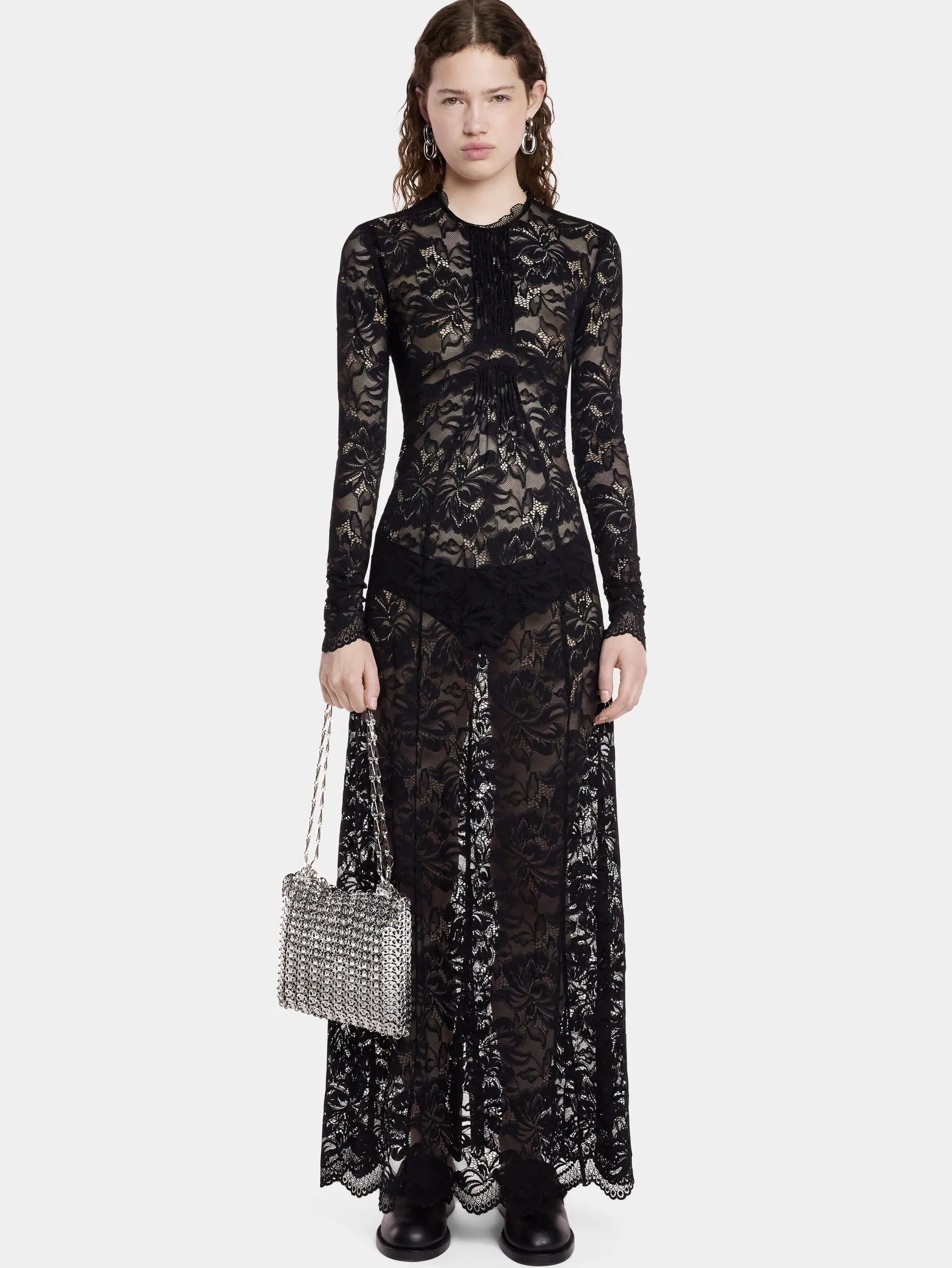 Clearance ROBE LONGUE EN DENTELLE NOIRE Robes