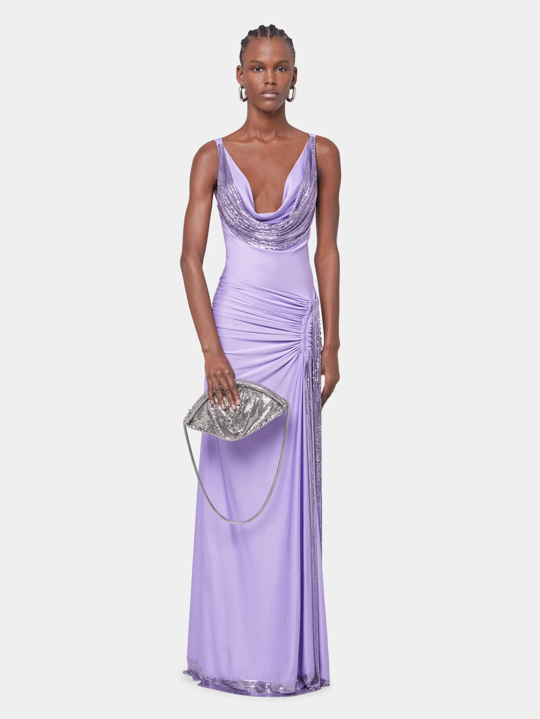 Online ROBE LONGUE LAVANDE EN MESH ET JERSEY Sélection De Soirée | Robes