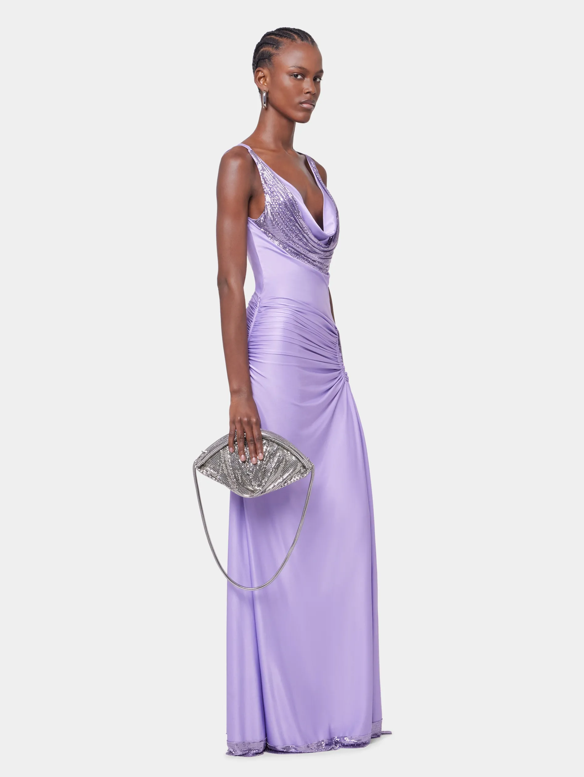 Online ROBE LONGUE LAVANDE EN MESH ET JERSEY Sélection De Soirée | Robes