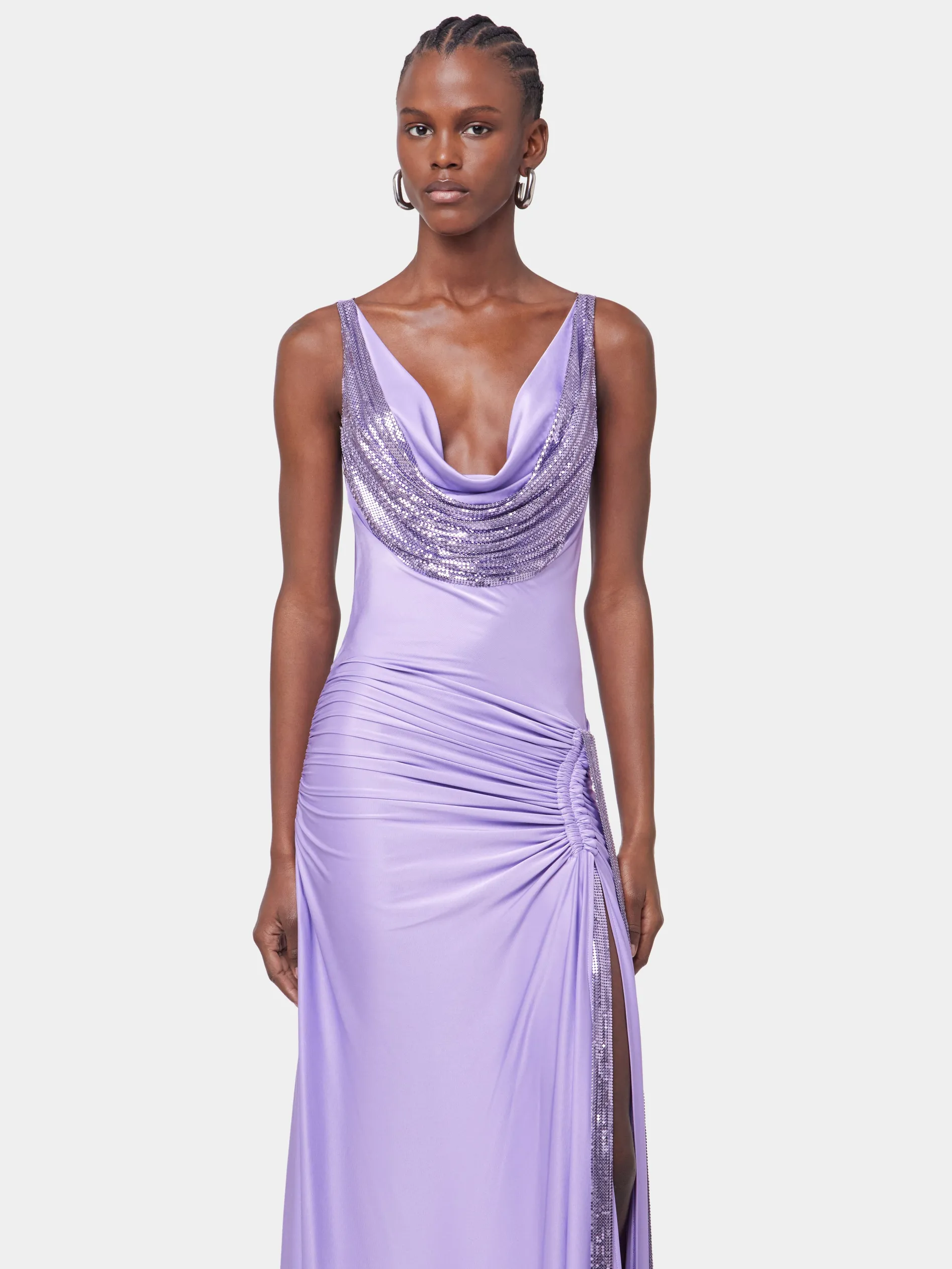 Online ROBE LONGUE LAVANDE EN MESH ET JERSEY Sélection De Soirée | Robes