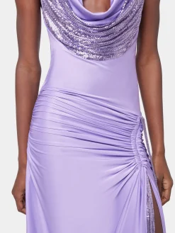 Online ROBE LONGUE LAVANDE EN MESH ET JERSEY Sélection De Soirée | Robes